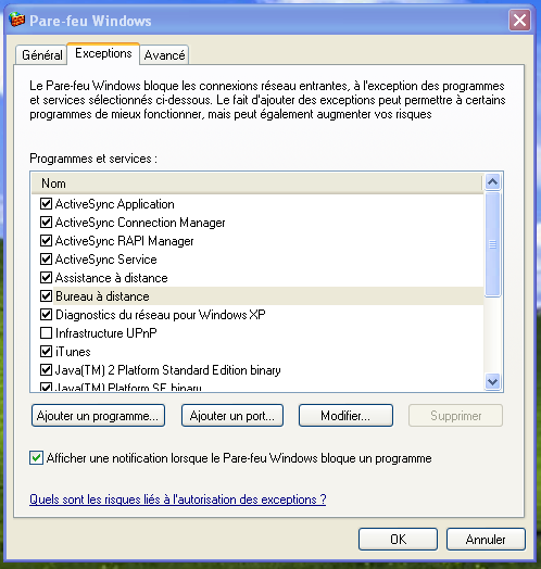 Firewall : Autorisation d'accès au bureau à distance Firewall : Autorisation d'accès au bureau à distance